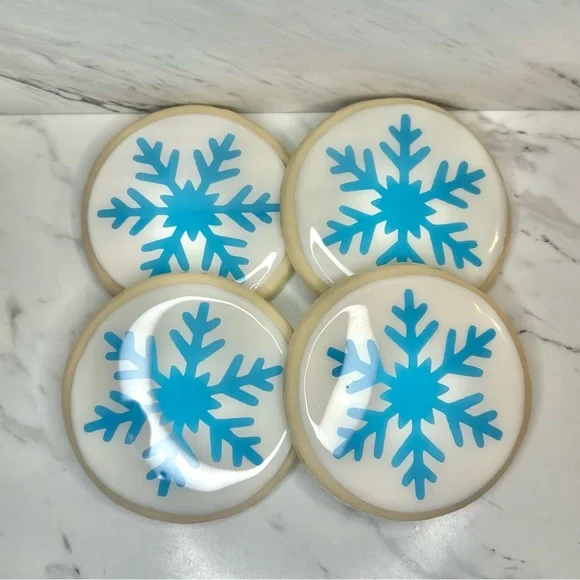 Snowflake Sugar Cookie Coasters - Handmade – Set of 4 - Picture 3 of 9